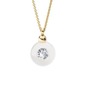 Gelbgold, Halsschmuck, Schmuckwerk Anhänger Glasklar mit Halskette DH5207-GG-GW