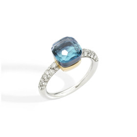 Weißgold, Ringe, Pomellato Nudo Deep Blue kleiner Ring, Ref: PAB7040O6WHRDB0OY_62