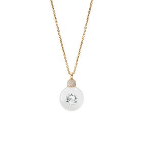 Rotgold, Halsschmuck, Schmuckwerk Anhänger Glasklar mit Halskette DH586-RG-GW