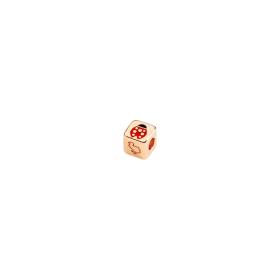 Silber rot/rosé-vergoldet, Halsschmuck, DoDo Würfelkomponente Glück DUC4004-CULUC-EXRAG