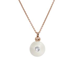 Rotgold, Halsschmuck, Schmuckwerk Anhänger Glasklar mit Halskette DH557-RG-GW
