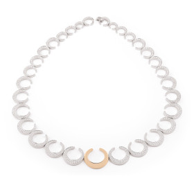 Weißgold, Halsschmuck, Al Coro Mezzaluna Collier NC8357WR