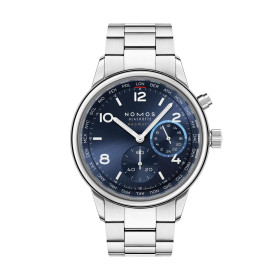         Damen- und Herrenuhr, NOMOS Glashütte Club Sport Neomatik Weltzeit blau 790.SB