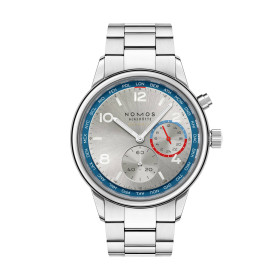         Damen- und Herrenuhr, NOMOS Glashütte Club Sport Neomatik Weltzeit silber 791.SB