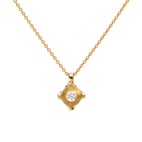 Gelbgold, Halsschmuck, Schmuckwerk Anhänger Glasklar mit Halskette CH177-GG