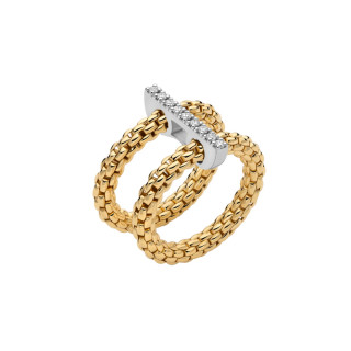 Gelbgold, Ringe, FOPE Prima doppelter Mesh-Ring mit Diamantpavé, Ref: 74008AX_BB_G_XBX_00L