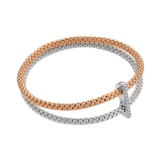 Roségold &amp;amp; Weißgold, Armschmuck, FOPE Prima doppeltes Mesh-Armband mit Diamantpavé, Ref: 74008BX_BB_1_XBX_00L