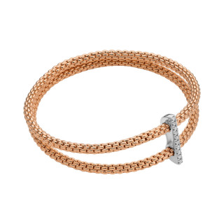 Roségold, Armschmuck, FOPE Prima doppeltes Mesh-Armband mit Diamantpavé, Ref: 74008BX_BB_R_XBX_00L