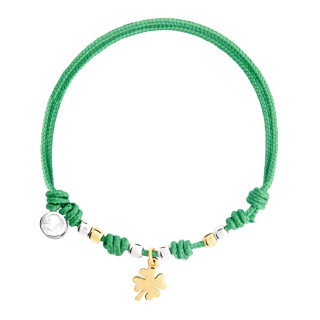 Gelbgold &amp;amp; Silber, Armschmuck, DoDo Kordelarmband Kleeblatt, Ref: DBC4005-PADQD-VE0OA