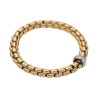 Gelbgold, Armschmuck, FOPE Eka Flex'it Armband mit Diamantpavé, Ref: 60711BX_PB_G_XBX_0XS