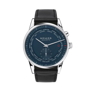 Damen- und Herrenuhr, NOMOS Glashütte Zürich Weltzeit nachtblau, Ref: 807