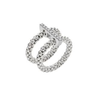 Weißgold, Ringe, FOPE Prima doppelter Mesh-Ring mit Diamantpavé, Ref: 74008AX_BB_B_XBX_0XL