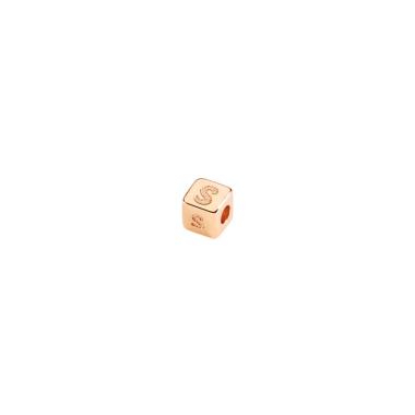 Halsschmuck, Silber rot/rosé-vergoldet, DoDo Komponente Würfel "S"