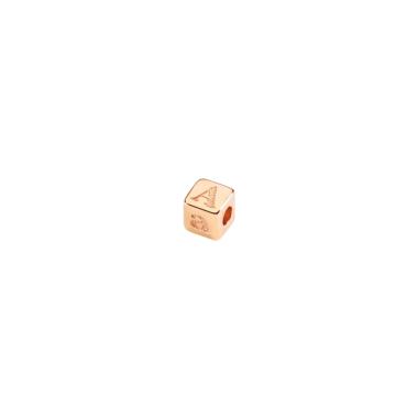 Halsschmuck, Silber rot/rosé-vergoldet, DoDo Komponente Würfel "A"