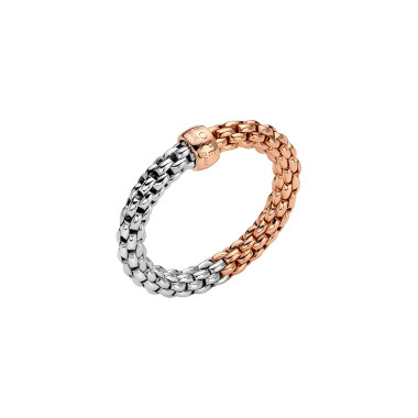 Weißgold, Ringe, FOPE Essentials zweifarbiger Flex'it Ring mit rundem Halskettengeflecht