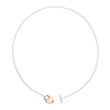 Halsschmuck, Silber, DoDo Halskette Herz aus Roségold und Silber