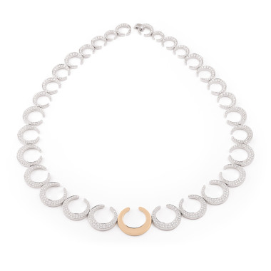 Weißgold, Halsschmuck, Al Coro Mezzaluna Collier