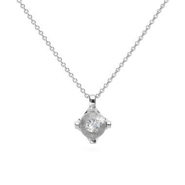 Halsschmuck, Weißgold, Schmuckwerk Anhänger Glasklar mit Halskette