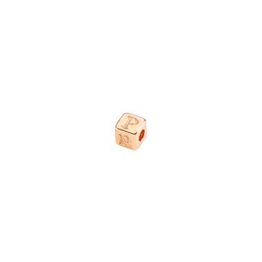 Halsschmuck, Silber rot/rosé-vergoldet, DoDo Komponente Würfel "P"
