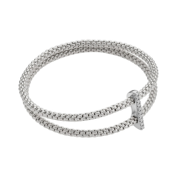         Weißgold, Armschmuck, FOPE Prima doppeltes Mesh-Armband mit Diamantpavé