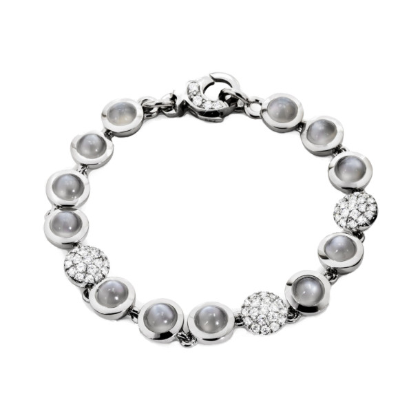         Weißgold, Armschmuck, Jochen Pohl Mondstein-Brillant Armband
