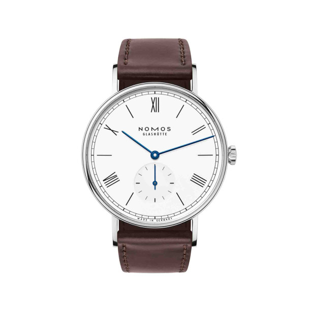         Damen- und Herrenuhr, Handaufzug, NOMOS Glashütte Ludwig 38 emailleweiß